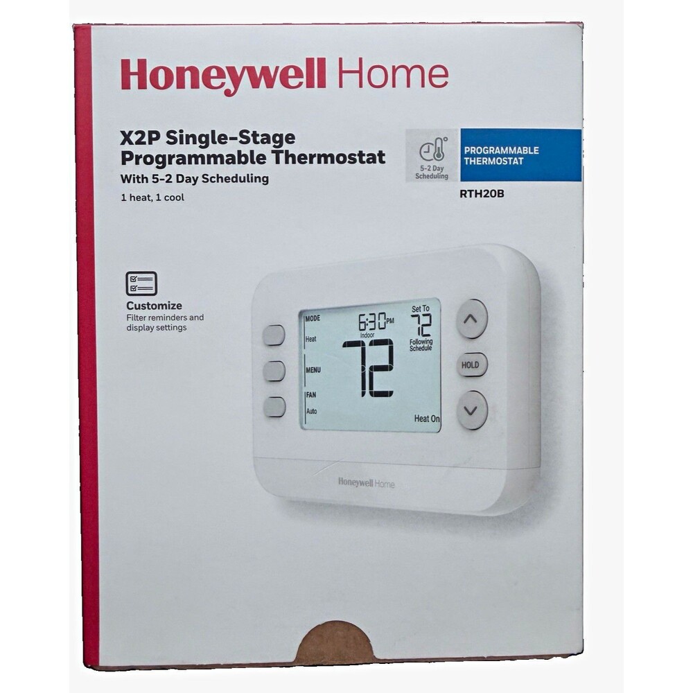 Honeywell Home X2P Single-Stage Programmable Thermostat 5-2 Day RTH20B 1H/1C